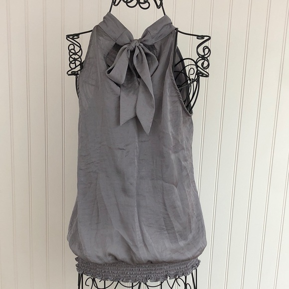 B•Design Gray Ruffle Tie Blouse - Picture 5 of 10